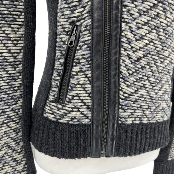 rag & bone Jacket Samantha Knit Tweed Wool Lamb Leather Trim Blazer XS - Picture 7 of 12